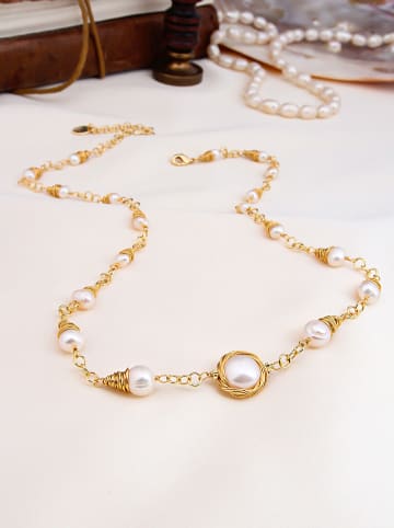 Pierres delicates Pozłacany naszyjnik z elementami ozdobnymi - dł. 50 cm