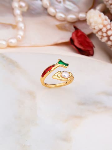 Pierres delicates Vergulde ring met parel