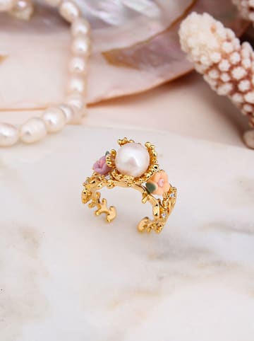 Pierres delicates Vergulde ring met parel