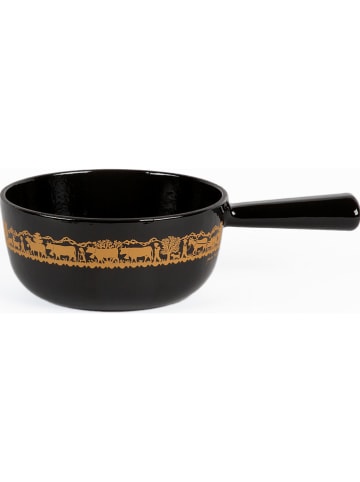 Stöckli Käsefonduetopf "Alpaufzug" in Schwarz - 1,5 l