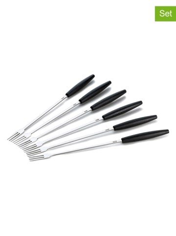 Stöckli 6er-Set: Käsefonduegabeln "Alpine" in Schwarz - (L)29 cm