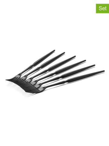 Stöckli 6er-Set: Käsefonduegabeln "SwissFork" in Schwarz - (L)27 cm