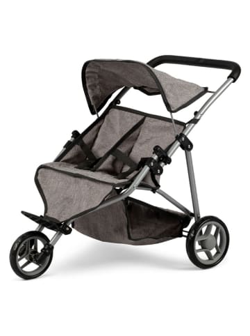 MAMAMEMO Puppen-Zwillingsbuggy in Grau - ab 3 Jahren