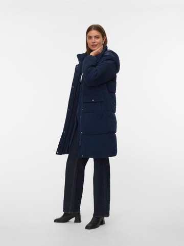 Vero Moda Doorgestikte mantel donkerblauw