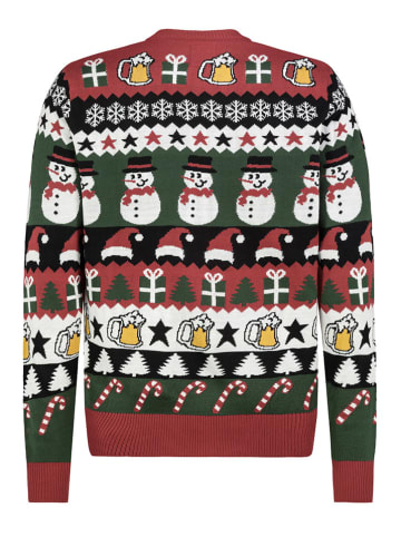 Sublevel Pullover in Dunkelgrün/ Rot