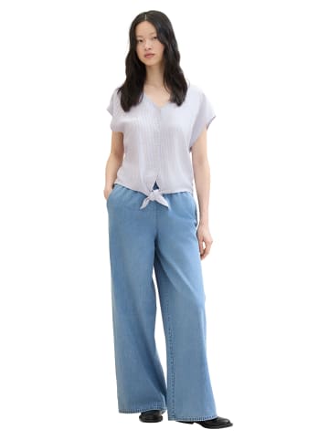 Tom Tailor Bluse in Hellblau/ Weiß