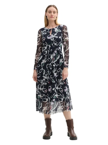Tom Tailor Kleid in Dunkelblau/ Weiß