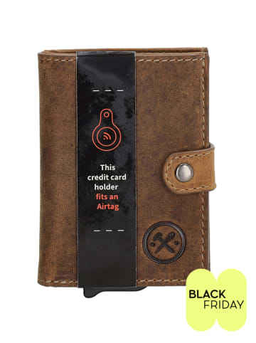 HIDE & STITCHES Leder-Geldbörse in Hellbraun - (B)7,5 x (H)10,5 x (T)1 cm