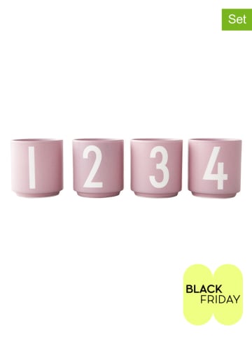 Design Letters Filiżanki (4 szt.) zestaw w kolorze biało-jasnoróżowym do espresso - 50 ml