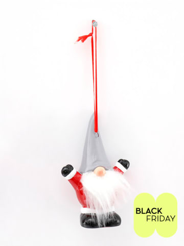 SiL Interiors Decoratieve hangers "Hanging Santa" rood/wit/grijs - (B)5,4 x (H)10 x (D)4 cm