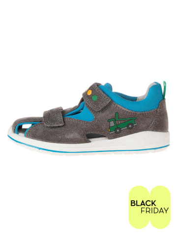 superfit Leder-Halbsandalen in Grau/ Blau