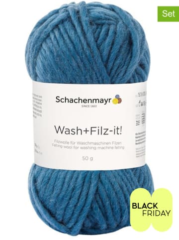 Schachenmayr since 1822 Przędza wełniana (10 szt.) ''Wash+Filz-it'' w kolorze niebieskim - 10 x 50 g