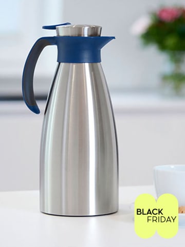 Emsa Dzbanek termiczny "Soft Grip" w kolorze srebrno-niebieskim - 1,5 l