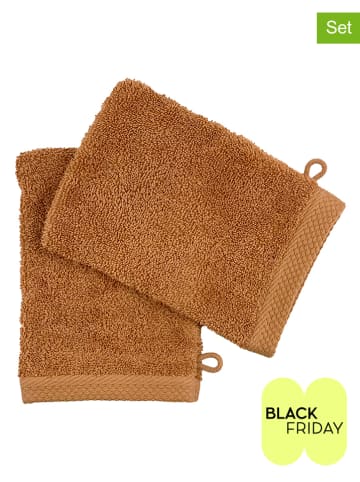 Soft by Perle de Coton 2-delige set: washandjes "Epo" camel
