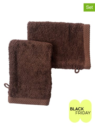 Soft by Perle de Coton 2-delige set: washandjes "Epo" bruin