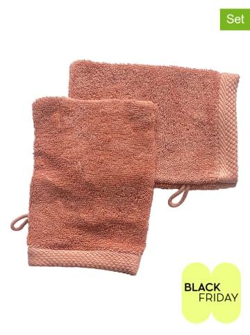 Soft by Perle de Coton 2-delige set: washandjes "Epo" koraalrood