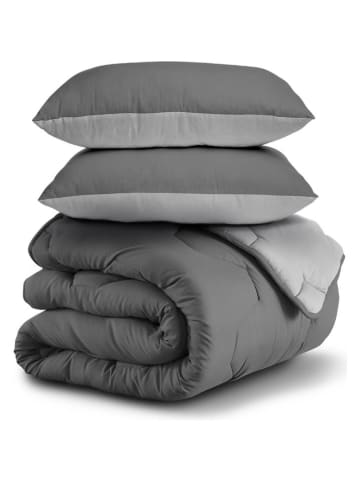 IDOMYA Essentials 3-delige set: all-season beddengoed grijs/antraciet
