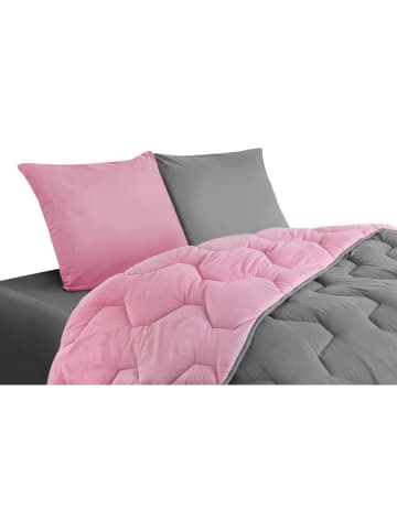 IDOMYA Essentials 3-delige set: all-season beddengoed grijs/lichtroze