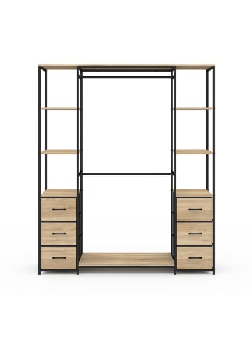 IDOMYA Essentials Garderobe "Iris" in Hellbraun/ Schwarz - (B)140 x (H)167 x (T)40 cm