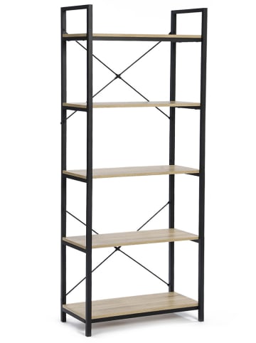 IDOMYA Essentials Regał stojący w kolorze czarno-jasnobrązowym - 60 x 170 x 30 cm