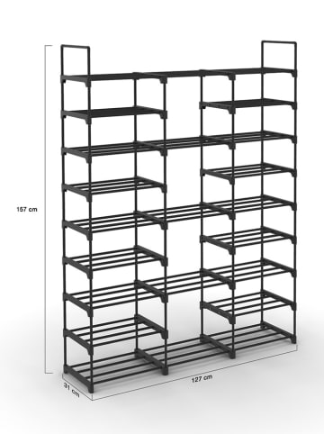 IDOMYA Essentials Schoenenkast zwart - (B)127 x (H)157 x (D)31 cm