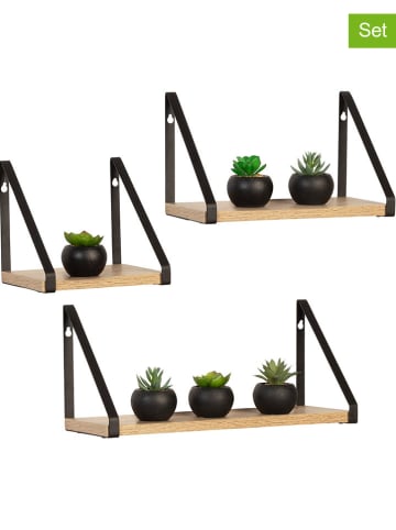 IDOMYA Essentials 3-delige set: wandmeubels "Memphis" lichtbruin/zwart