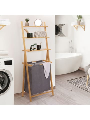 IDOMYA Essentials Badezimmerregal in Hellbraun/ Grau - (B)57 x (H)152 x (T)35 cm