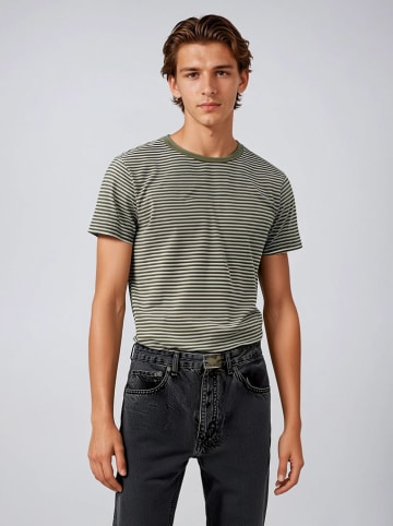 Weekday Koszulka w kolorze oliwkowo-białym