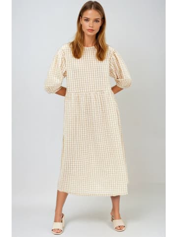 Monki Kleid in Beige/ Weiß