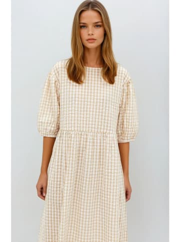 Monki Kleid in Beige/ Weiß