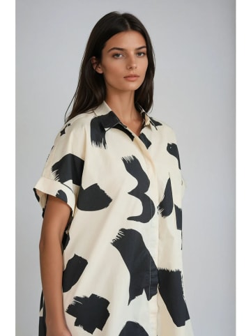 Monki Sukienka w kolorze kremowo-czarnym