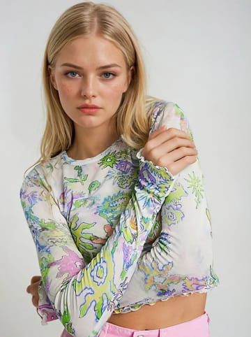 Weekday Longsleeve wit/meerkleurig