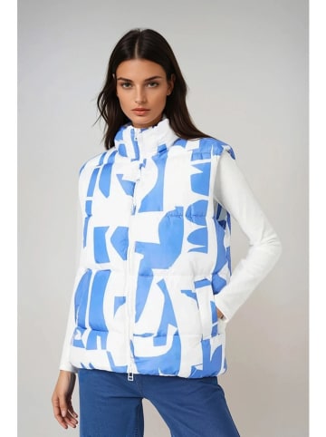 Monki Kamizelka pikowana w kolorze błękitno-białym