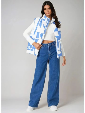 Monki Kamizelka pikowana w kolorze błękitno-białym