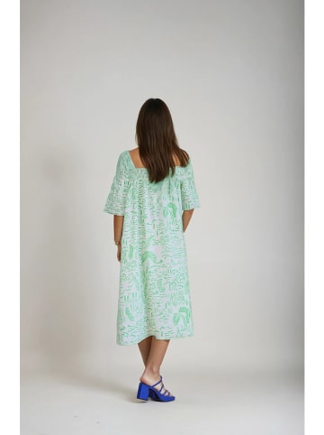 Monki Sukienka w kolorze biało-zielonym