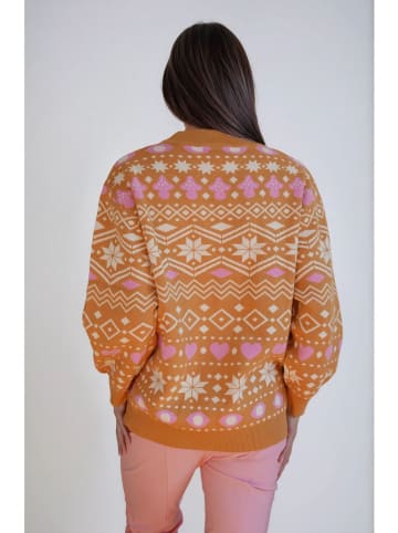 Monki Pullover in Orange/ Weiß