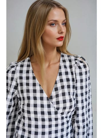 Monki Blouse wit/zwart