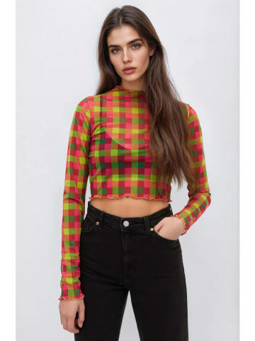 Monki Bluse in Grün/ Pink