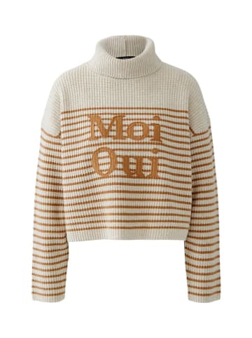 Oui Rollkragenpullover in Camel/ Creme