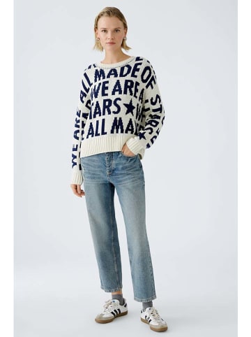 Oui Pullover in Creme/ Dunkelblau