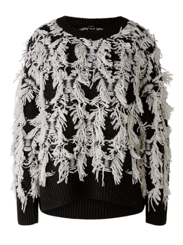 Oui Pullover in Schwarz/ Creme