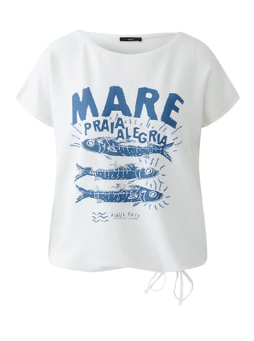 Oui Shirt in Weiß/ Blau