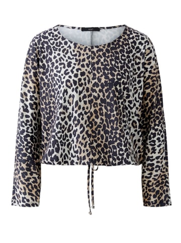 Oui Bluse in Schwarz/ Camel