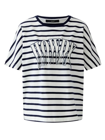 Oui Shirt in Weiß/ Blau