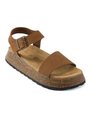 Mandel Leder-Sandalen in Hellbraun