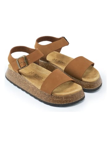 Mandel Leder-Sandalen in Hellbraun