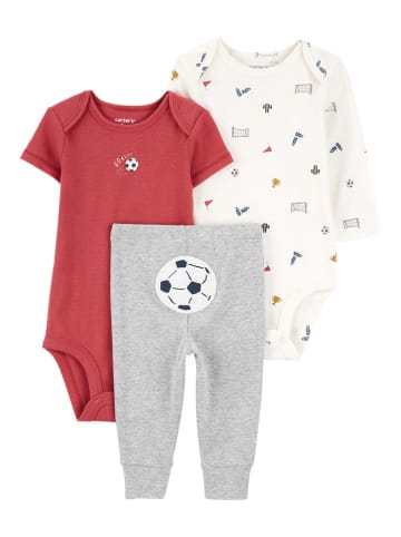 carter's 3tlg. Outfit in Grau/ Rot/ Weiß