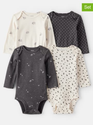 carter's 4-delige set: rompers wit/crème/grijs