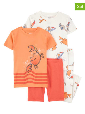 carter's 2er-Set: Pyjamas in Orange/ Weiß