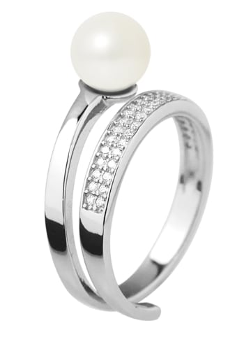 Pearl Addict Srebrny pierścionek z perłą i cyrkoniami